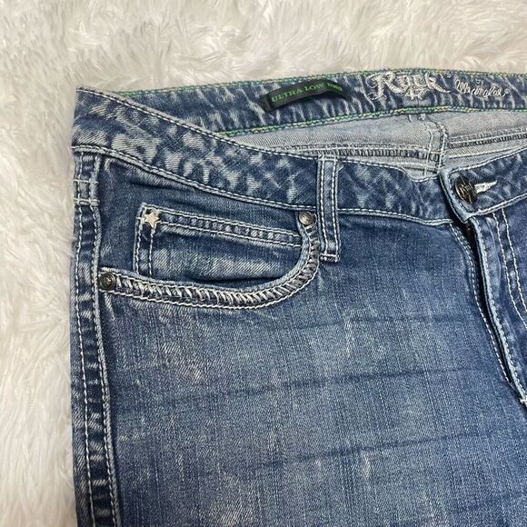 Wrangler Rock 47 Jeans Womens 35x35 Ultra Low Rise Flap Pockets Embroidered - Picture 4 of 12